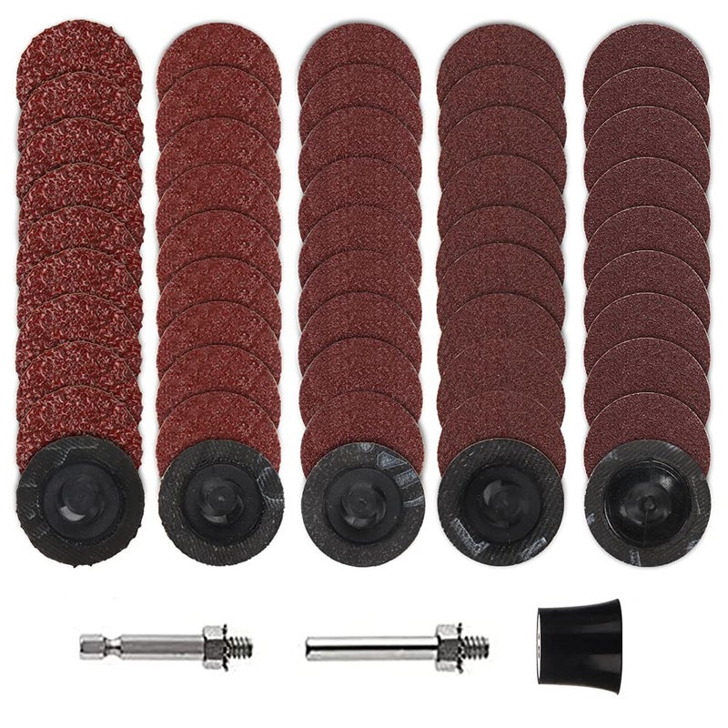 SI FANG 50PCS 1 Inch Quick Change Sanding Disc 40/60/120/180/240 Grit Roll Lock Quick Change Discs with 1/4" Round/Hex Holder, Surface Conditioning Discs Die Grinder Accessories - Image 1